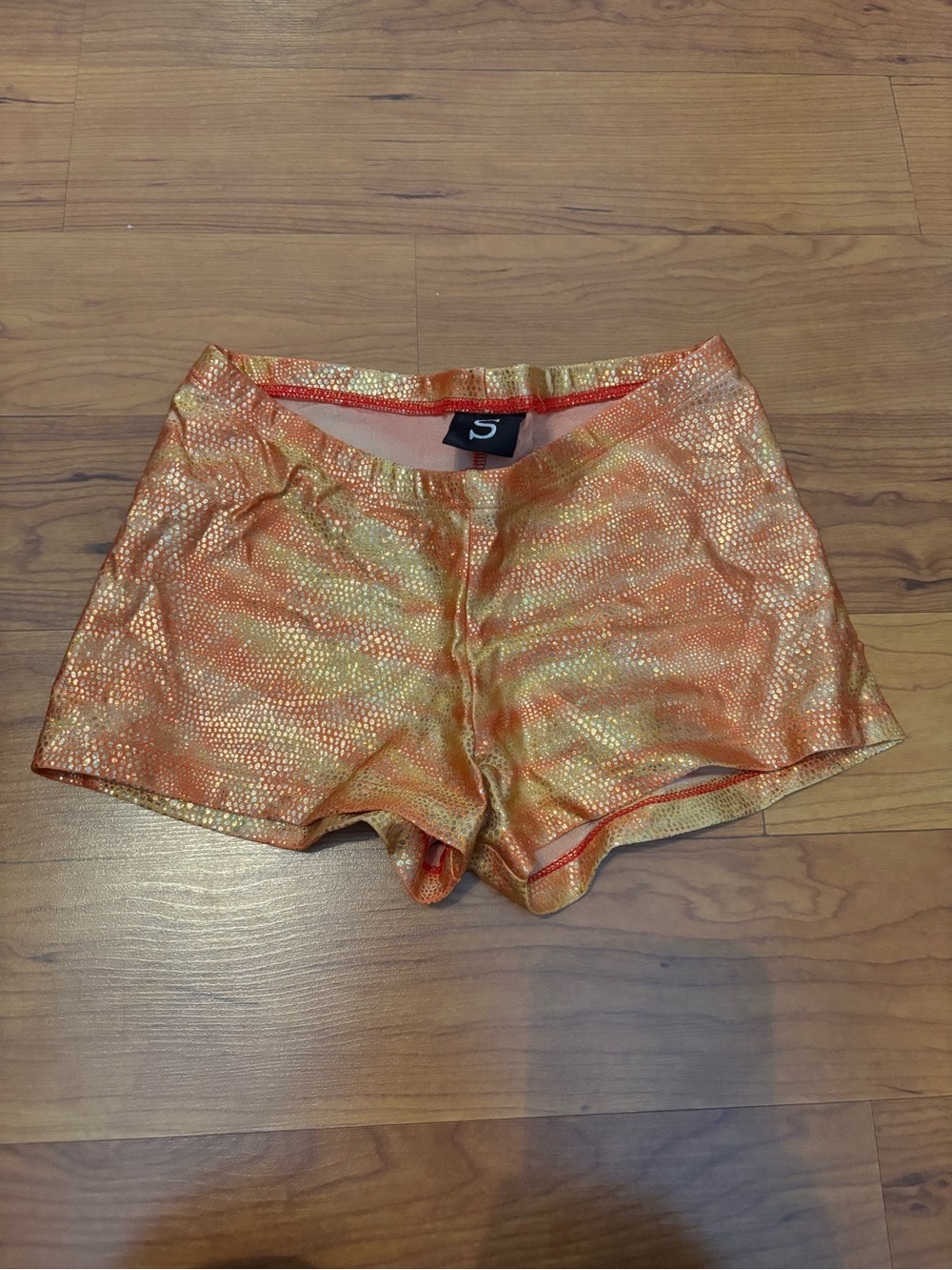 Snakeskin Metallic Orange Dance Shorts